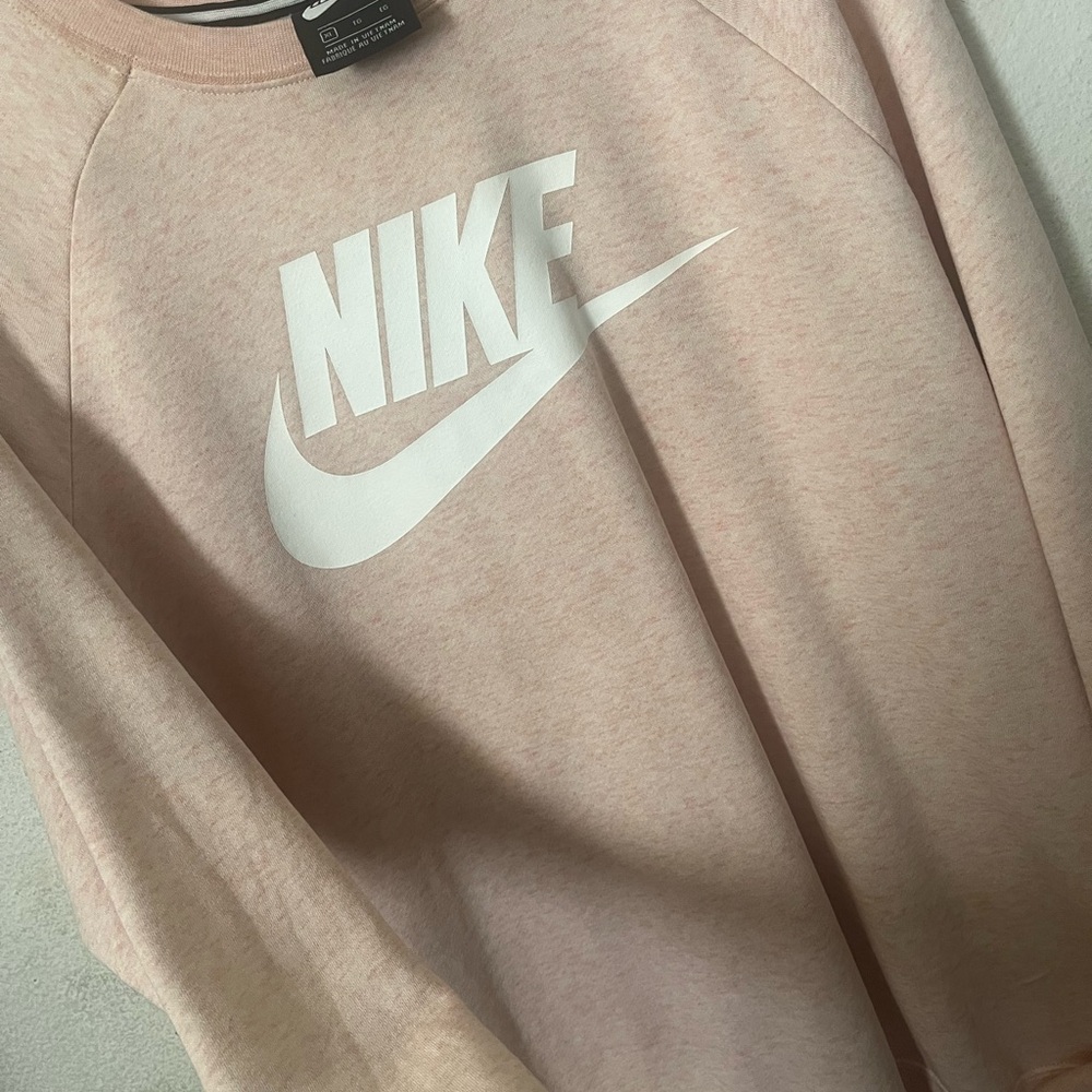 Nike Pink Crew Neck Sweater with Swoosh Logo